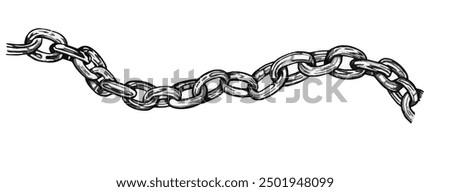 Metal Chain Illustration in Black and White 