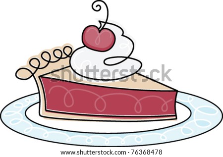 Retro Slice Of Cherry Pie On A Plate Stock Vector Illustration 76368478 ...