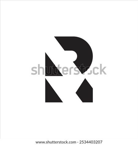 Creative letter R and N negative space logotype icon design template