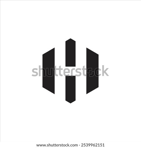 Creative letter H logo negative space inside polygon shape unique and vector icon design