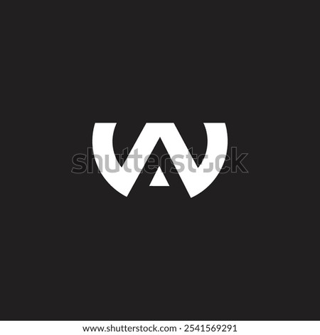 Abstract letter AW or WA logo negative space modern unique and icon design template