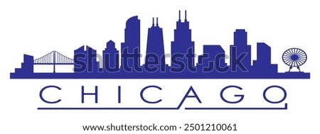 Chicago city skyline horizontal banner. Black and white silhouette of Chicago city. Eps 10.