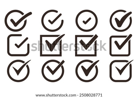 Check mark. Validation and refusal icon.