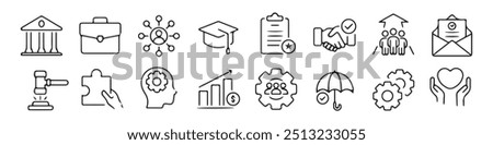 Social policy line icons. website marketing design, logo, app, template, ui, etc. Vector illustration. Eps 10