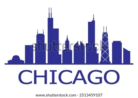 Chicago city skyline vector art. Black and white silhouette of Chicago city, USA. Vector template for your design. Eps 10