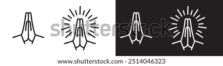 Hands folded in prayer line icon set.  Eps 10