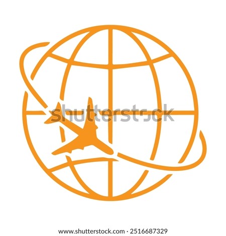 Airplane fly around the planet Earth. Plane with earth or globe icon. Eps 10