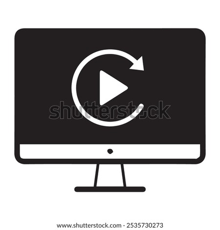 Replay Icon with reflection on white background. vector illustration. Eps 10