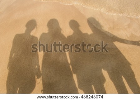 Similar – Image, Stock Photo Anonymous surfer friends at the beach with surfboards