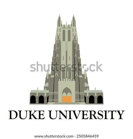 Duke university main building architecture and vector illustration with eps file for print on shirts and flags, high quality vector file of building architecture, geometric emblem and insignia