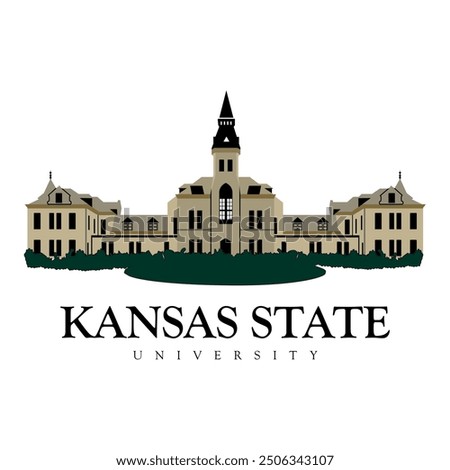 kansas state university, american artwork university with more students, capitol cityscape contour, dakota design front horizon icon illustration landmark, modern outlook pierre place