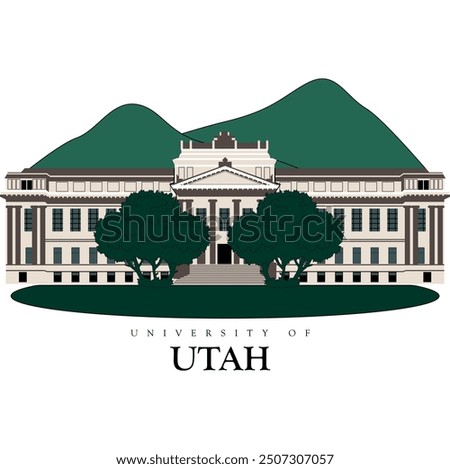 university of utah agriculture university main building illustration, vector eps file for print, cedar city, provo, unitah and ouray reservation, ogden, west valley city, sandy, draper, salt lake city