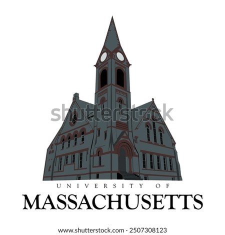 Massachuestts university, main building illustration vector eps file for print on tees, rhode island, providence, bristol, fall river, new port, dartmouth, snell corner, fairhaven, new bedford