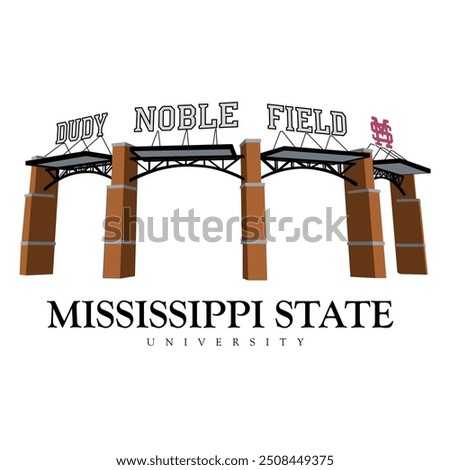 Mississippi state university main gate illustration for entrance.
print ready file of vector in eps format. mississippi university entrance exams for students