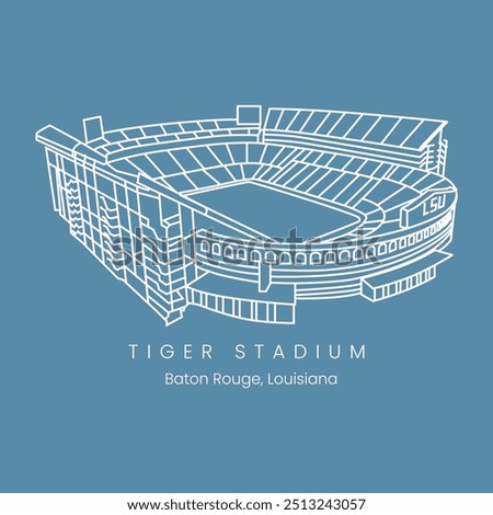 Tiger stadium lsu line art for shirt design and print. architecture building championship club competition design. football Detroit tigers field game. soccer sports stadium.