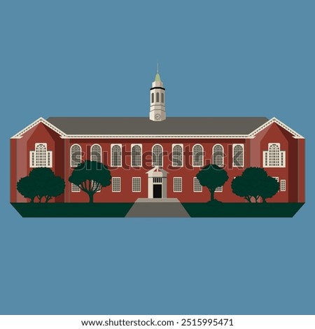 University of Louisiana academic architectural building high quality illustration eps file for print on shirts and caps. bourbon street college harbor. mississippi river. louisiana state university