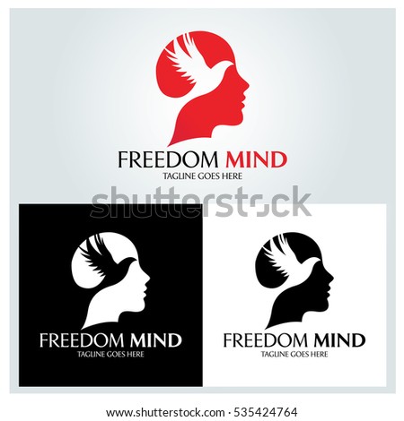 Freedom mind logo design template ,Human logo design concept ,Vector illustration