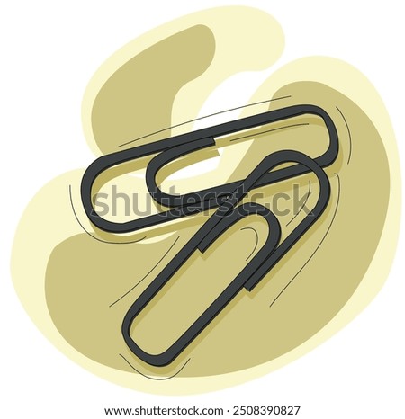 
Paper clip icon. Paperclip, attach, document clip, staple, fastener, page clamp, office concept. 
