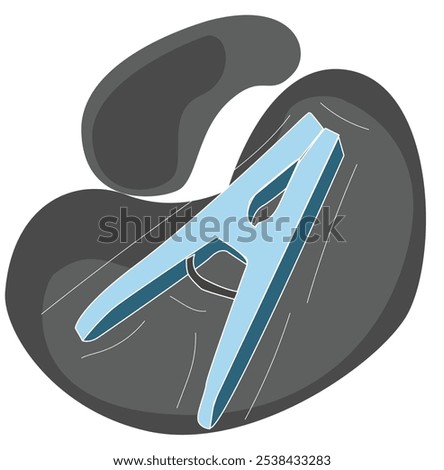 laundry clip.Clothes-peg.Blue flat clothes peg isolated icon