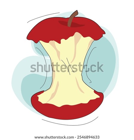 Red apple with bitten off piece. 