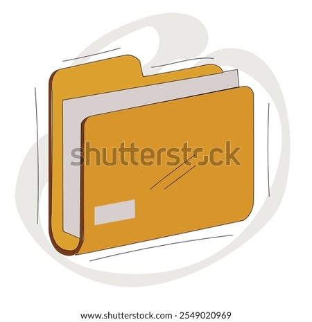 Yellow file folder icon.Open folders with documents