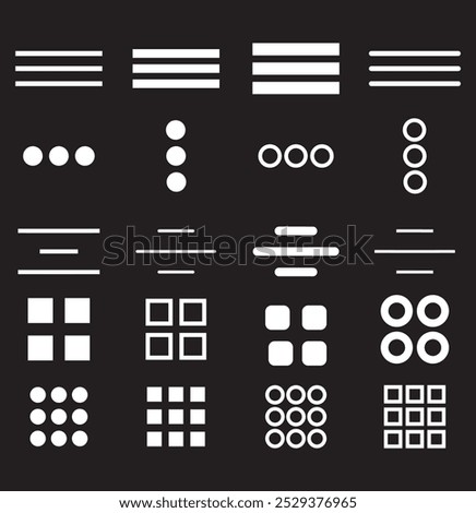 Menu button icon set symbol. Hamburger Menu Flat Icons. Menu Icons Vector Set of UI Design Elements. Hamburger or burger line app menu for home or drop list eps 10