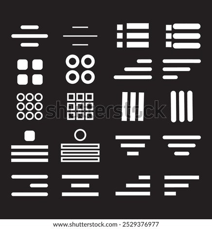 Menu button icon set symbol. Hamburger Menu Flat Icons. Menu Icons Vector Set of UI Design Elements. Hamburger or burger line app menu for home or drop list eps 10