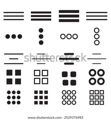 Menu button icon set symbol. Hamburger Menu Flat Icons. Menu Icons Vector Set of UI Design Elements. Hamburger or burger line app menu for home or drop list eps 10