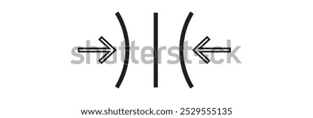 Compress icon set. pressure suspension bounce vector symbol. push shrink sign. flexible elastic symbol. reduce shock icon in black filled and outlined. isolated on white and black background. EPS 10.