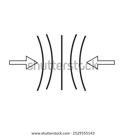 Compress icon set. pressure suspension bounce vector symbol. push shrink sign. flexible elastic symbol. reduce shock icon in black filled and outlined. isolated on white and black background. EPS 10.