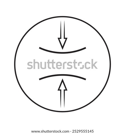 Compress icon set. pressure suspension bounce vector symbol. push shrink sign. flexible elastic symbol. reduce shock icon in black filled and outlined. isolated on white and black background. EPS 10.