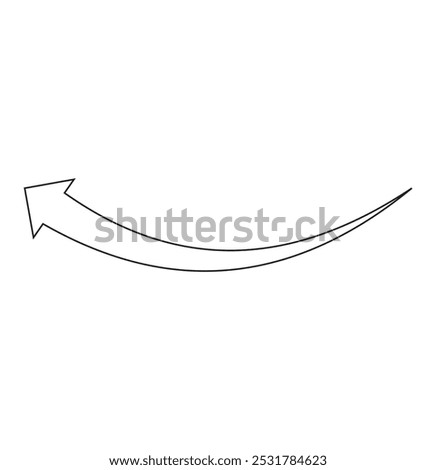 Long curved arrow outline in black stroke. Long arrow. Long curved arrow. eps 10