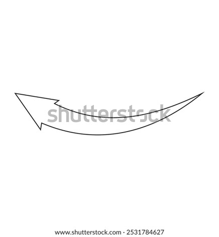 Long curved arrow outline in black stroke. Long arrow. Long curved arrow. eps 10