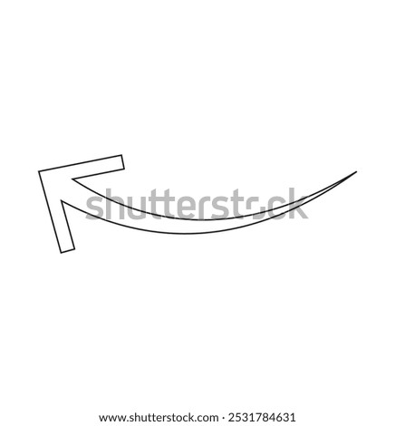 Long curved arrow outline in black stroke. Long arrow. Long curved arrow. eps 10