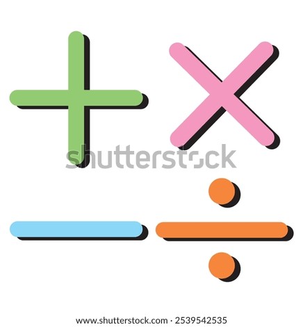 mathematics' icon, plus, minus, multiply and divide icons . eps 10