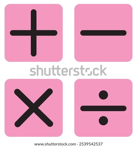 mathematics' icon, plus, minus, multiply and divide icons . eps 10