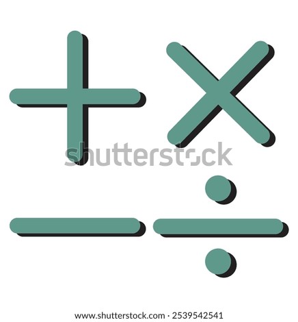 mathematics' icon, plus, minus, multiply and divide icons . eps 10