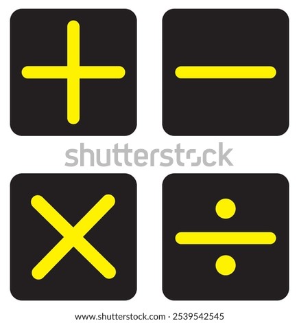 mathematics' icon, plus, minus, multiply and divide icons . eps 10