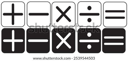 plus, minus, multiply, divide, equal   icons vector. eps 10