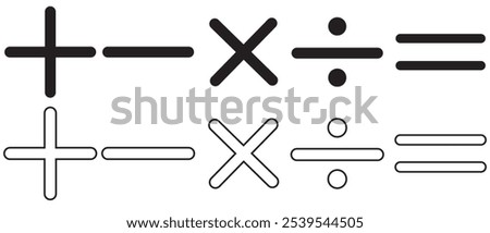 plus, minus, multiply, divide, equal   icons vector. eps 10