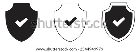 Security shield and shield check set. Protect shield icons. 333