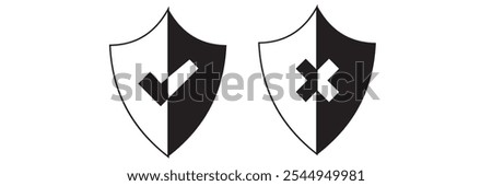 Security shield and shield check set. Protect shield icons. 333