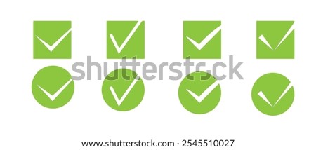 check box icon with correct, accept checkmark icons green tick box, check list circle frame - checkbox symbol sign. 333