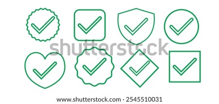 check box icon with correct, accept checkmark icons green tick box, check list circle frame - checkbox symbol sign. 333