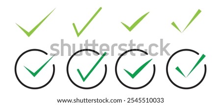 check box icon with correct, accept checkmark icons green tick box, check list circle frame - checkbox symbol sign. 333