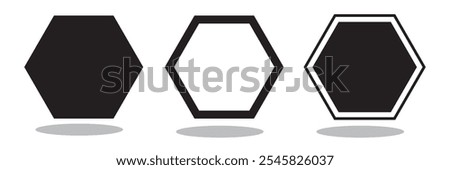 Isolated octagon outline. Empty old wooden frame. 333