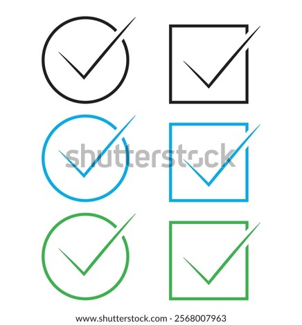 check box icon with correct, accept checkmark icons green tick box, check list circle frame - checkbox symbol sign. 111