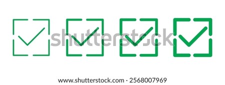 check box icon with correct, accept checkmark icons green tick box, check list circle frame - checkbox symbol sign. 111