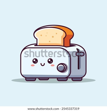 Toaster And Bread Cartoon Vector Icon Illustration. Food Technology Icon Concept Isolated Premium Vector. Flat Cartoon Style