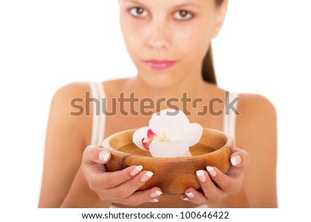 Similar – Image, Stock Photo Macro unknown hand giving terminal to visitor for mobile phone payment indoor. Client hand paying bill with smartphone in blurred background. Cropped shot hands making contactless transaction inside.